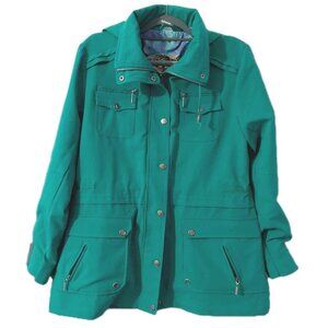 Guy Harvey Womens Jacket Green Size Large Hooded Rain Coat